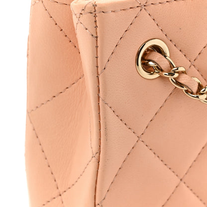Chanel Lambskin Quilted Tiny Shopping Clutch With Chain Light Beige 13 of 15