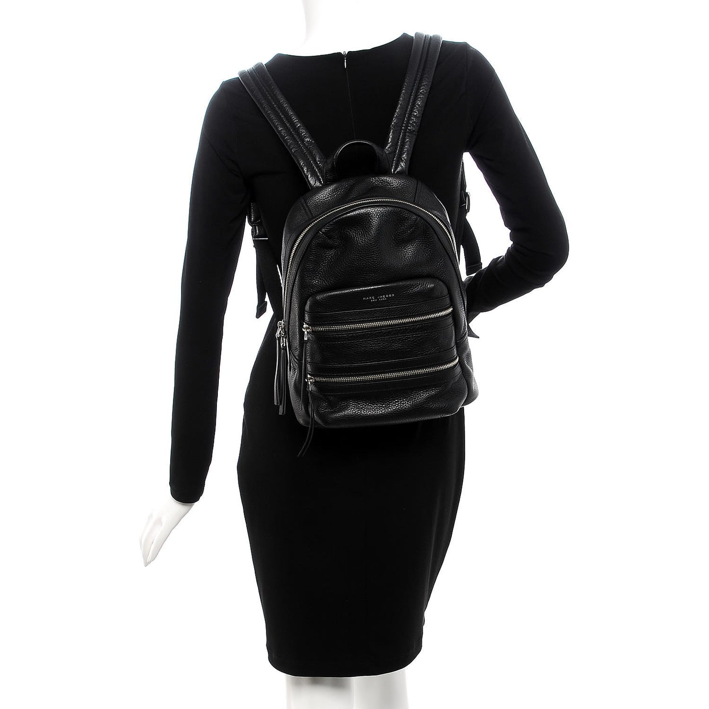 Pebbled Calfskin Biker Backpack Black