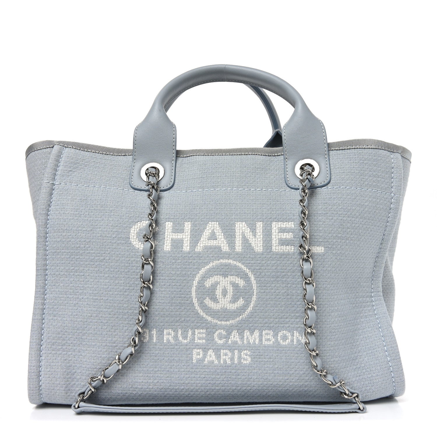 Chanel Mixed Fibers Small Deauville Tote Light Blue 1 of 12