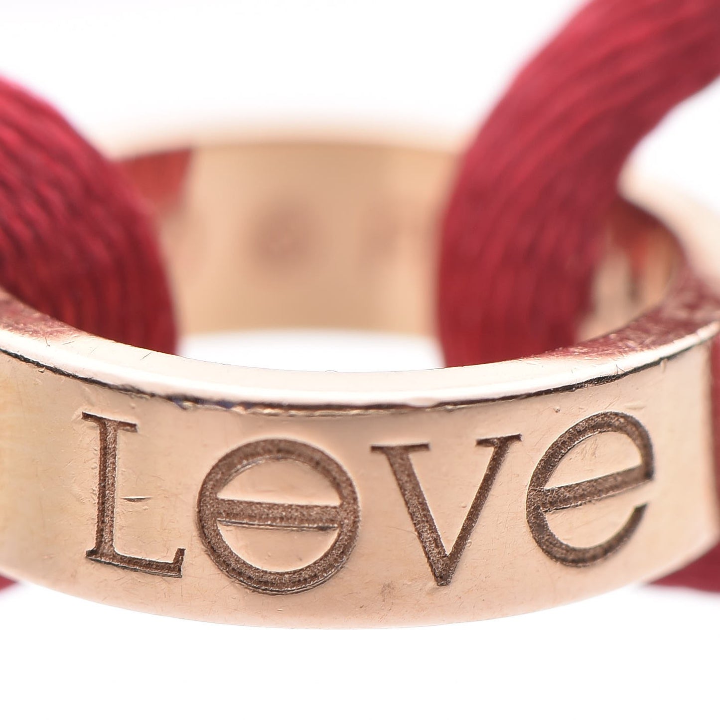 18K Pink Gold LOVE Adjustable Cord Bracelet Red