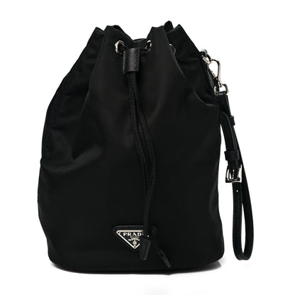 Prada Saffiano Tessuto Nylon Vela Bucket Wristlet Black 1 of 7
