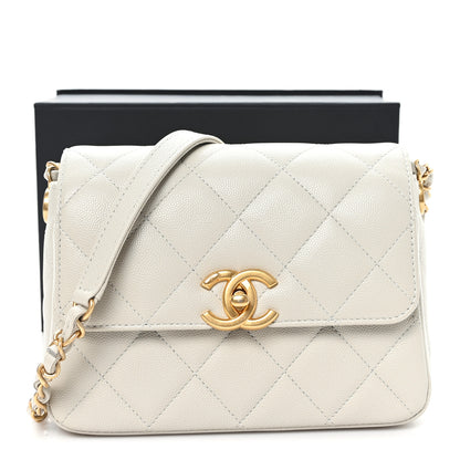 Chanel Calfskin Caviar Quilted Square Chain Flap Grey 11 of 11