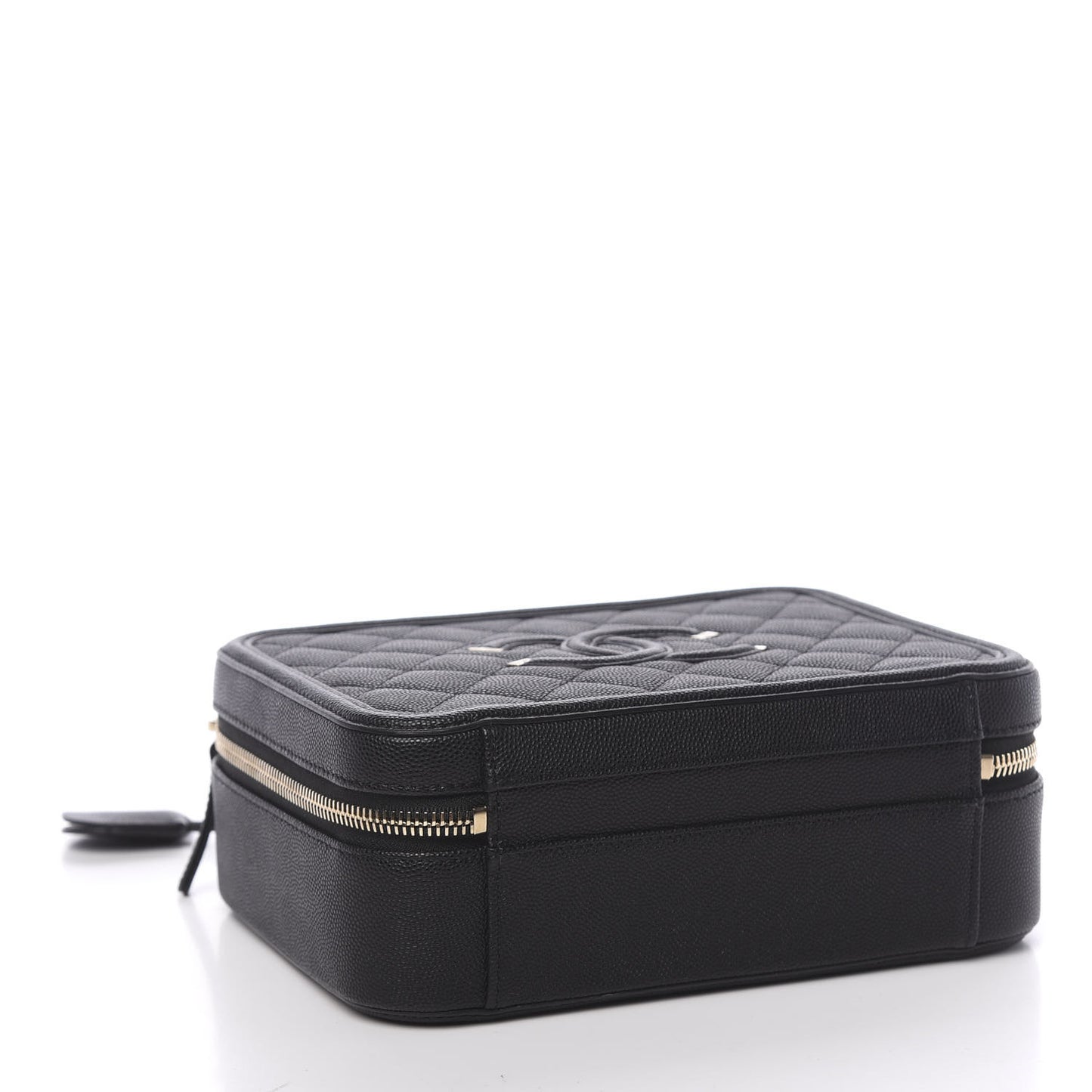 Caviar Quilted Medium CC Filigree Vanity Case Black