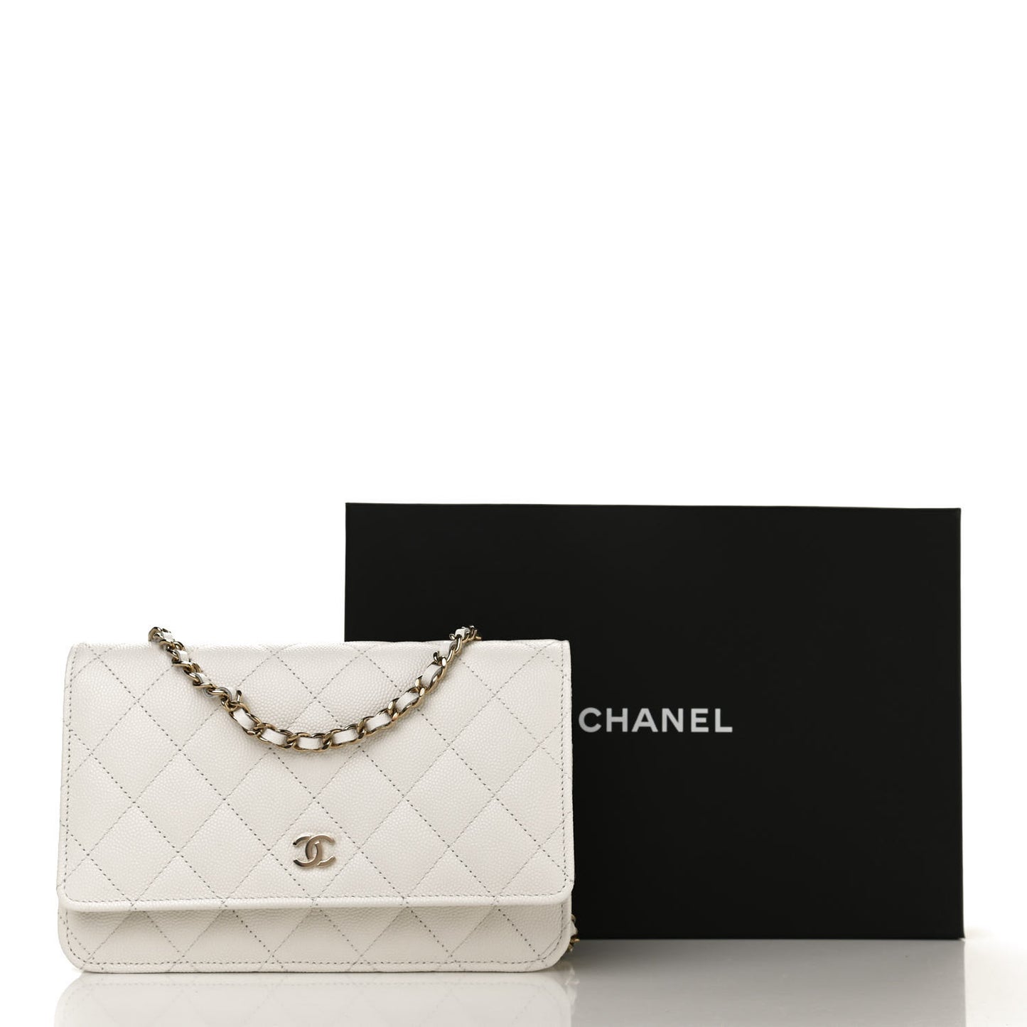 Caviar Quilted Wallet On Chain WOC White