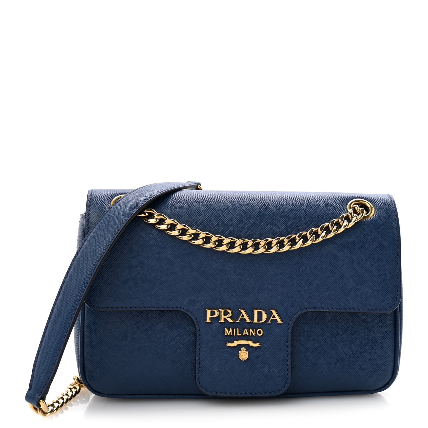 Saffiano Flap Shoulder Bag Bluette