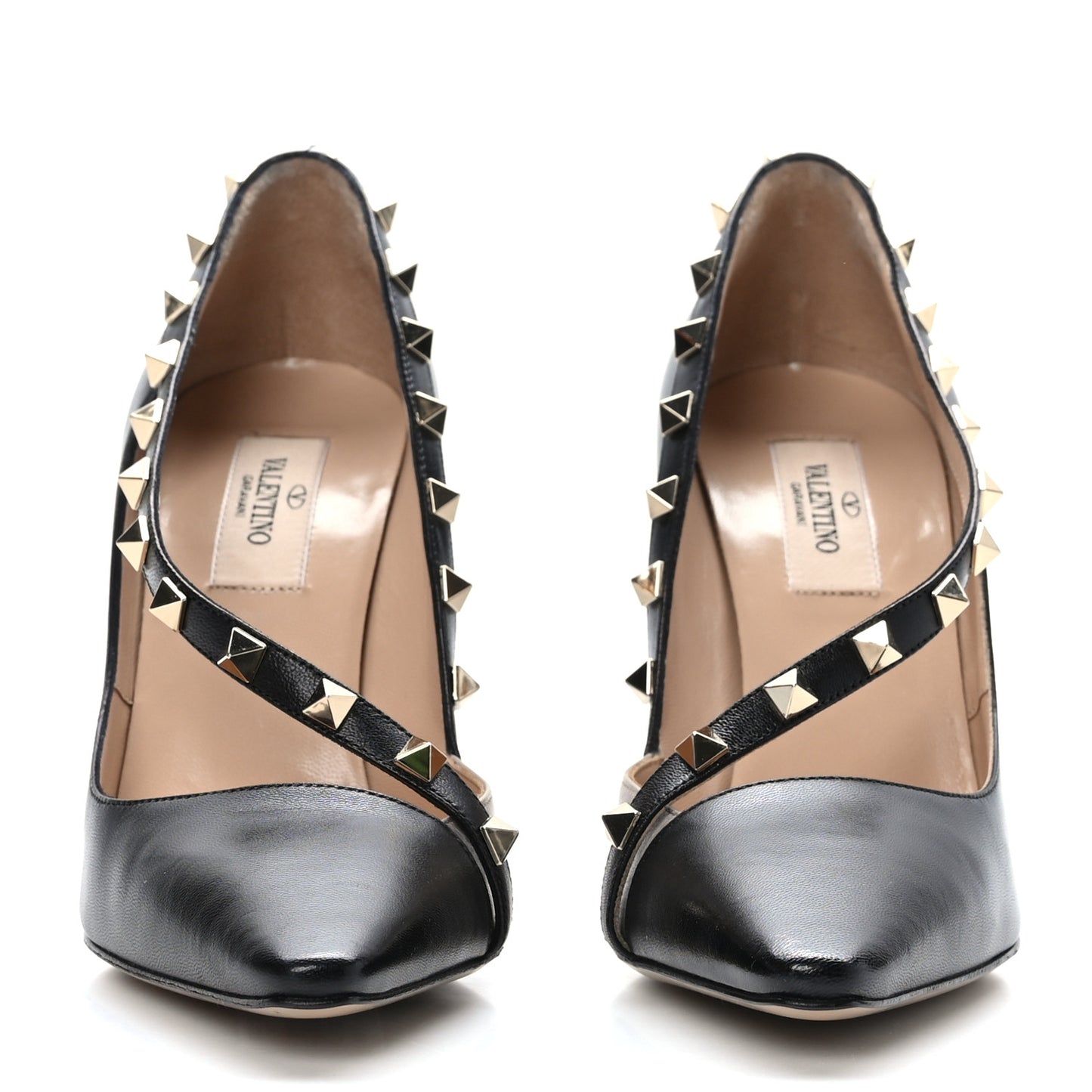 Nappa Rockstud Cross Strap D'Orsay 105mm Pumps 37 Black