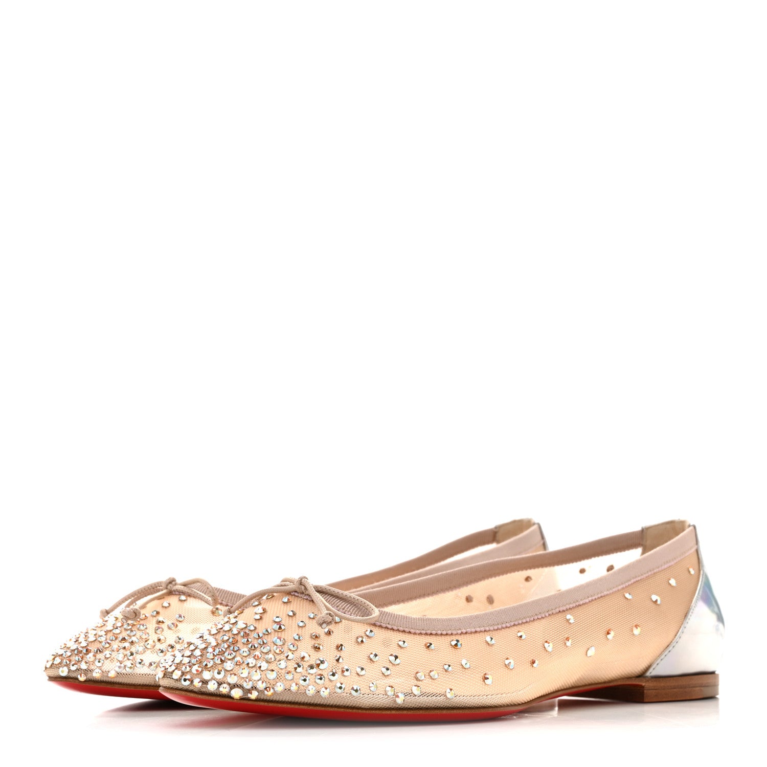 Christian Louboutin Crystal Strass Follies Flats 37 Silver 4 of 9
