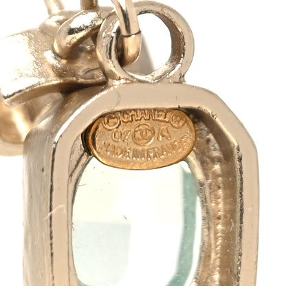 Chanel Crystal CC Drop Earrings Gold Blue 4 of 5