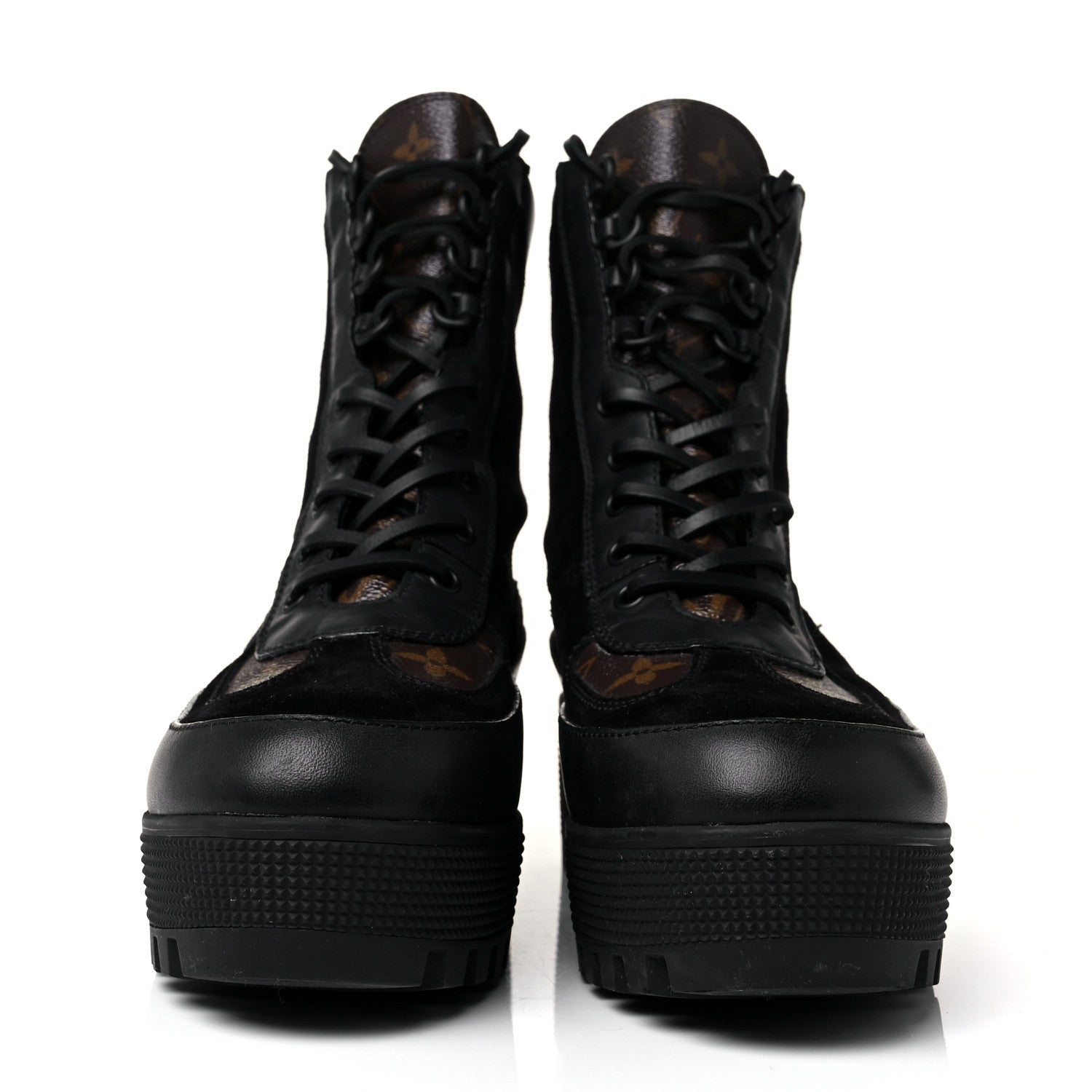 Louis Vuitton Suede Calfskin Monogram Laureate Platform Desert Boots 39.5 Black 2 of 7