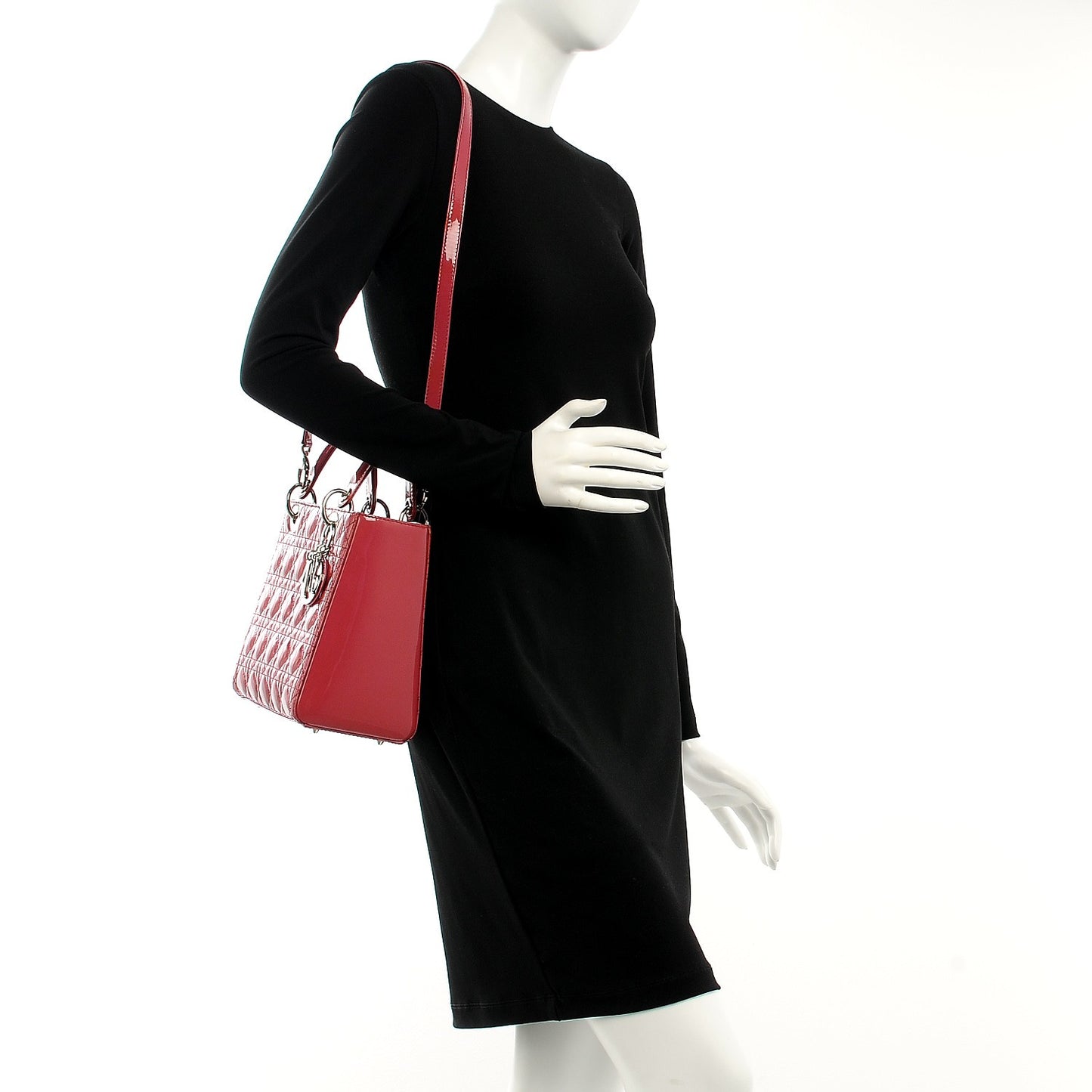 Patent Cannage Medium Lady Dior Dark Pink