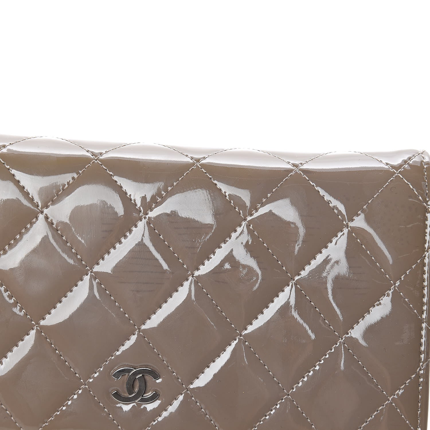 Chanel Patent Quilted Wallet On Chain WOC Grey 15 of 16