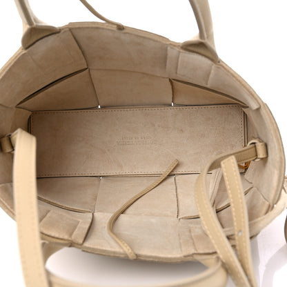 Bottega Veneta Gained Calfskin Maxi Intreccio Mini Arco Tote Porridge 6 of 9