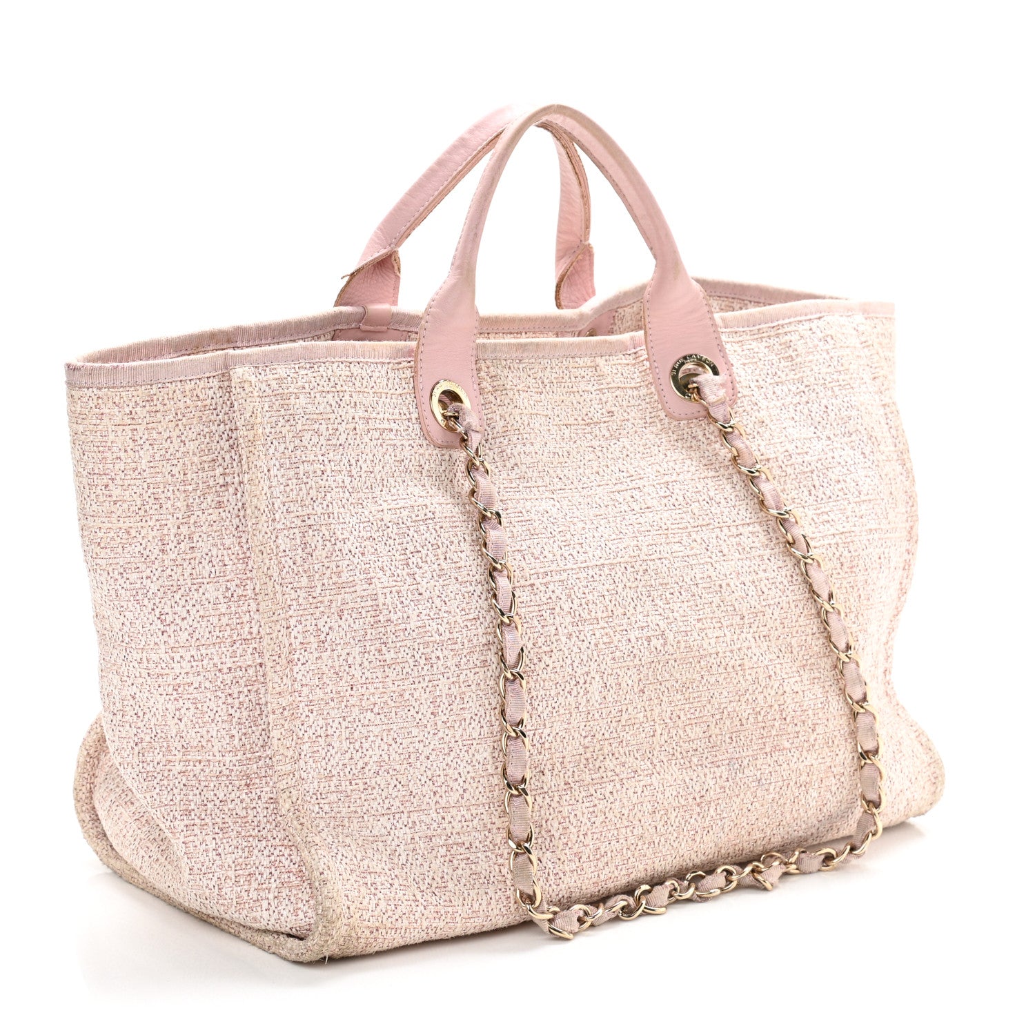 Chanel Straw Lurex Medium Deauville Tote Pink 3 of 13