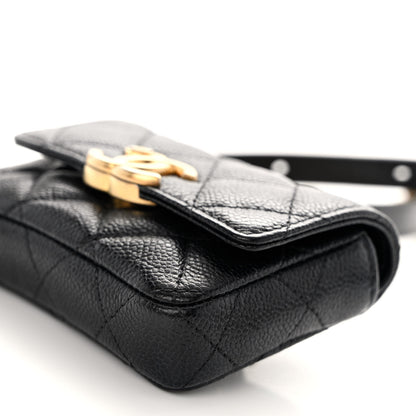 Chanel Shiny Caviar Quilted Chain Melody Belt Bag Black 10 of 11
