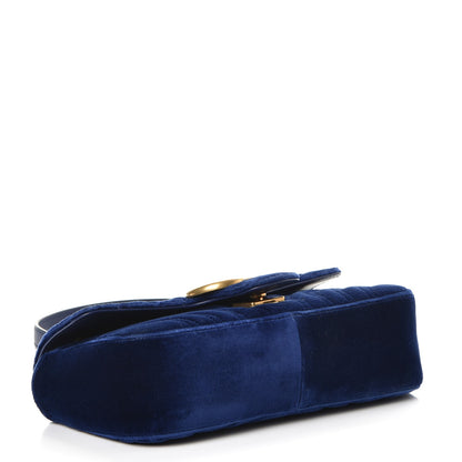 Gucci Velvet Matelasse Mini GG Marmont Shoulder Bag Cobalt Blue 4 of 8