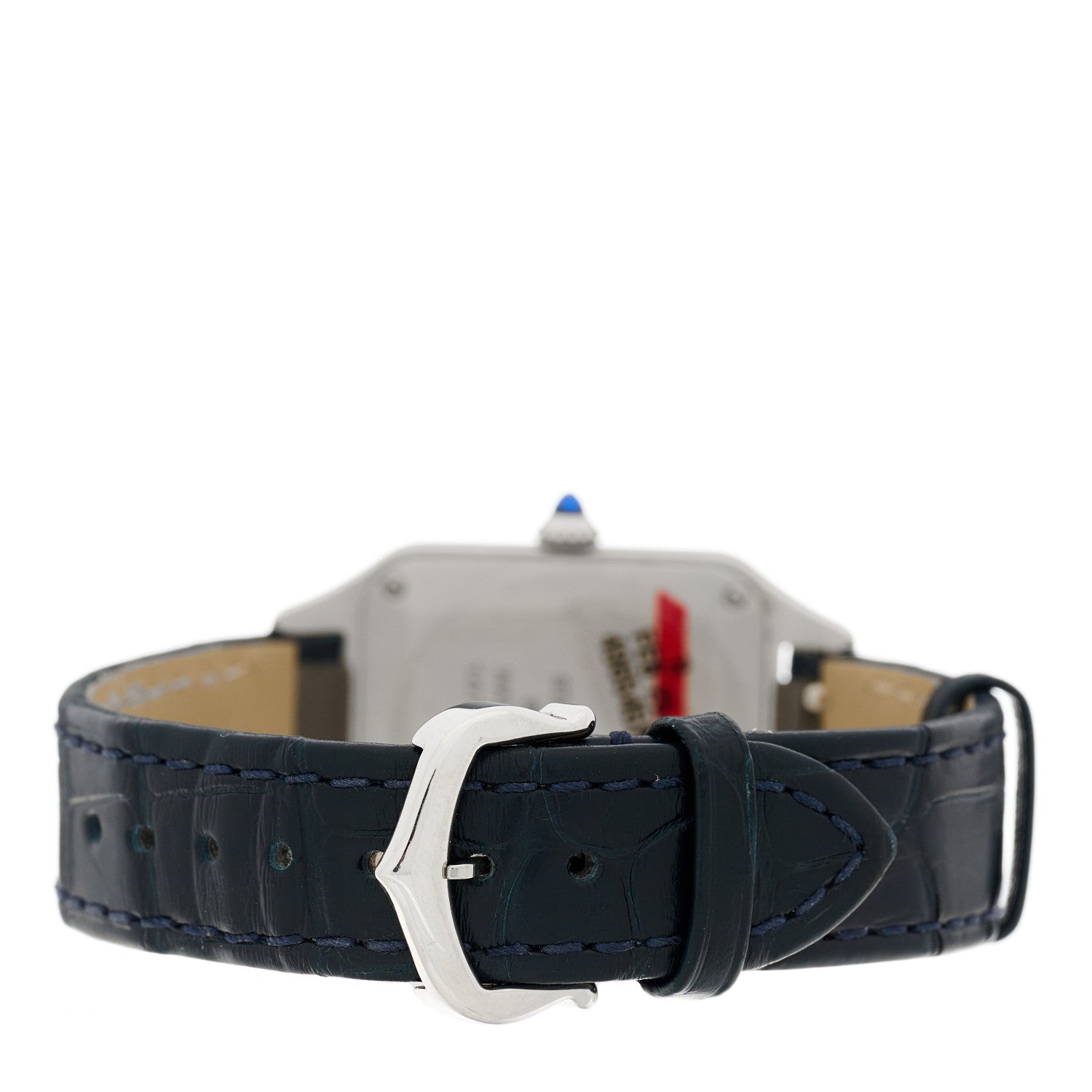 Cartier Stainless Steel Alligator 27.5mm Santos Dumont Quartz Watch Blue 3 of 5