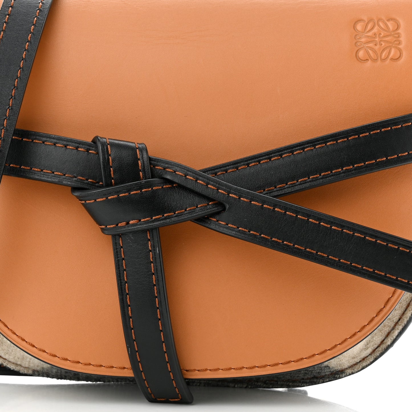 Calfskin Felt Small Gate Crossbody Bag Amber Black Multicolor