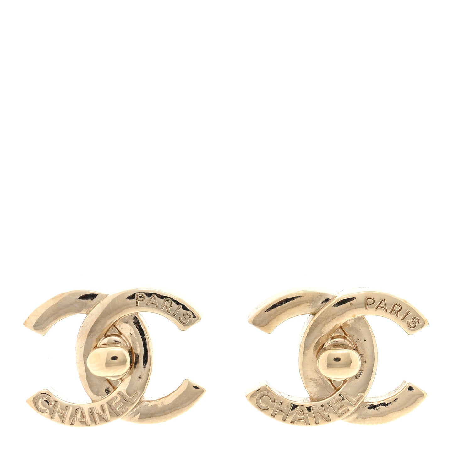 Metal Logo CC Turnlock Earrings Gold