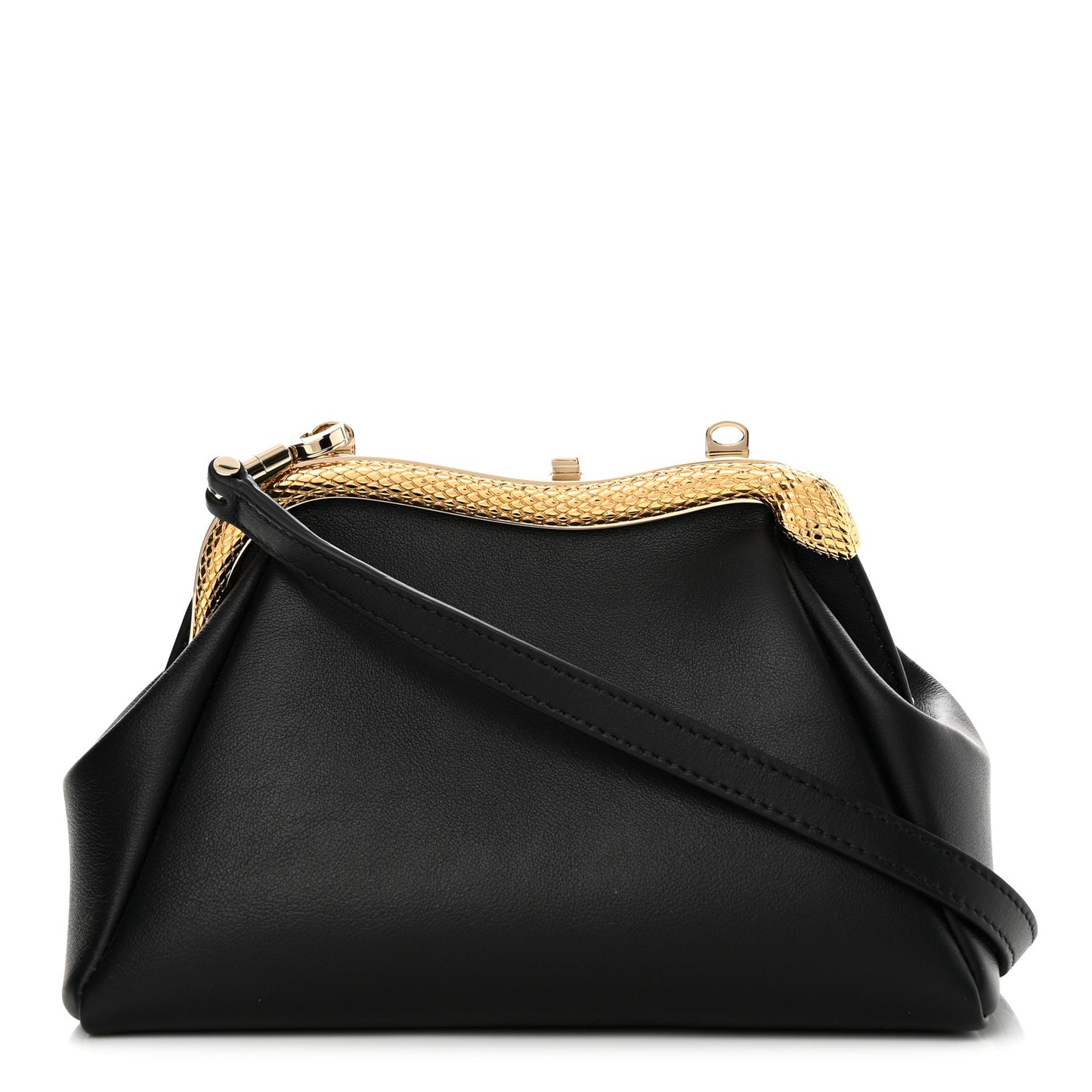 Nappa Serpentine Clutch With Strap Black
