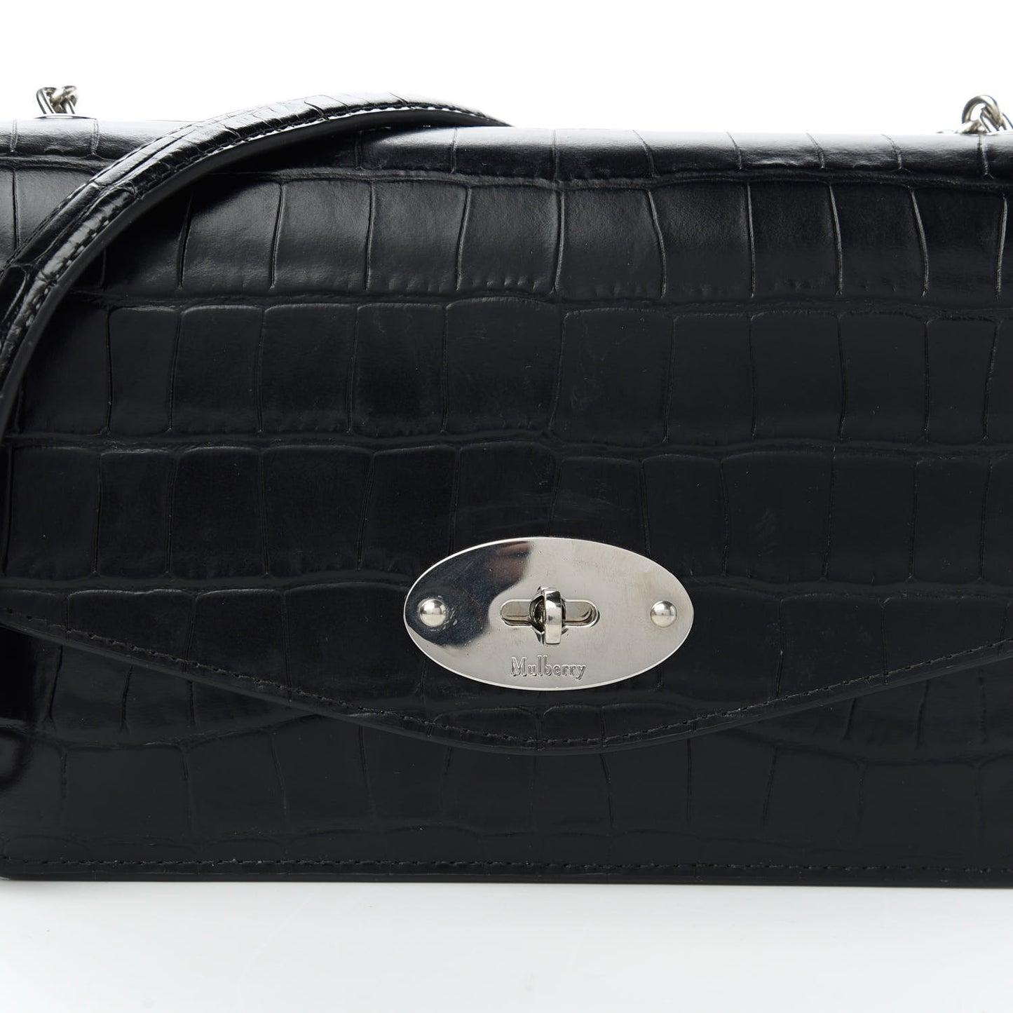 Crocodile Embossed Calfskin Small Darley Black