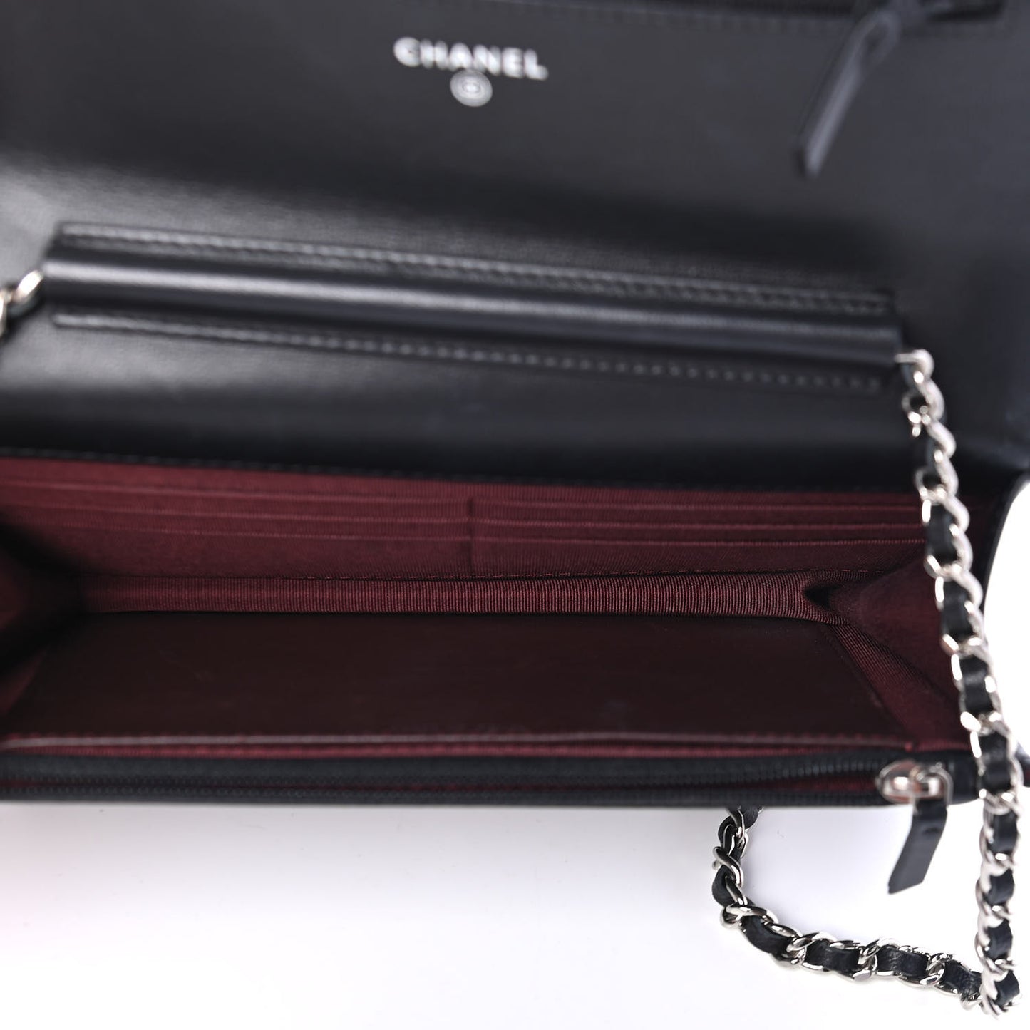 Lambskin Quilted Wallet On Chain WOC Black