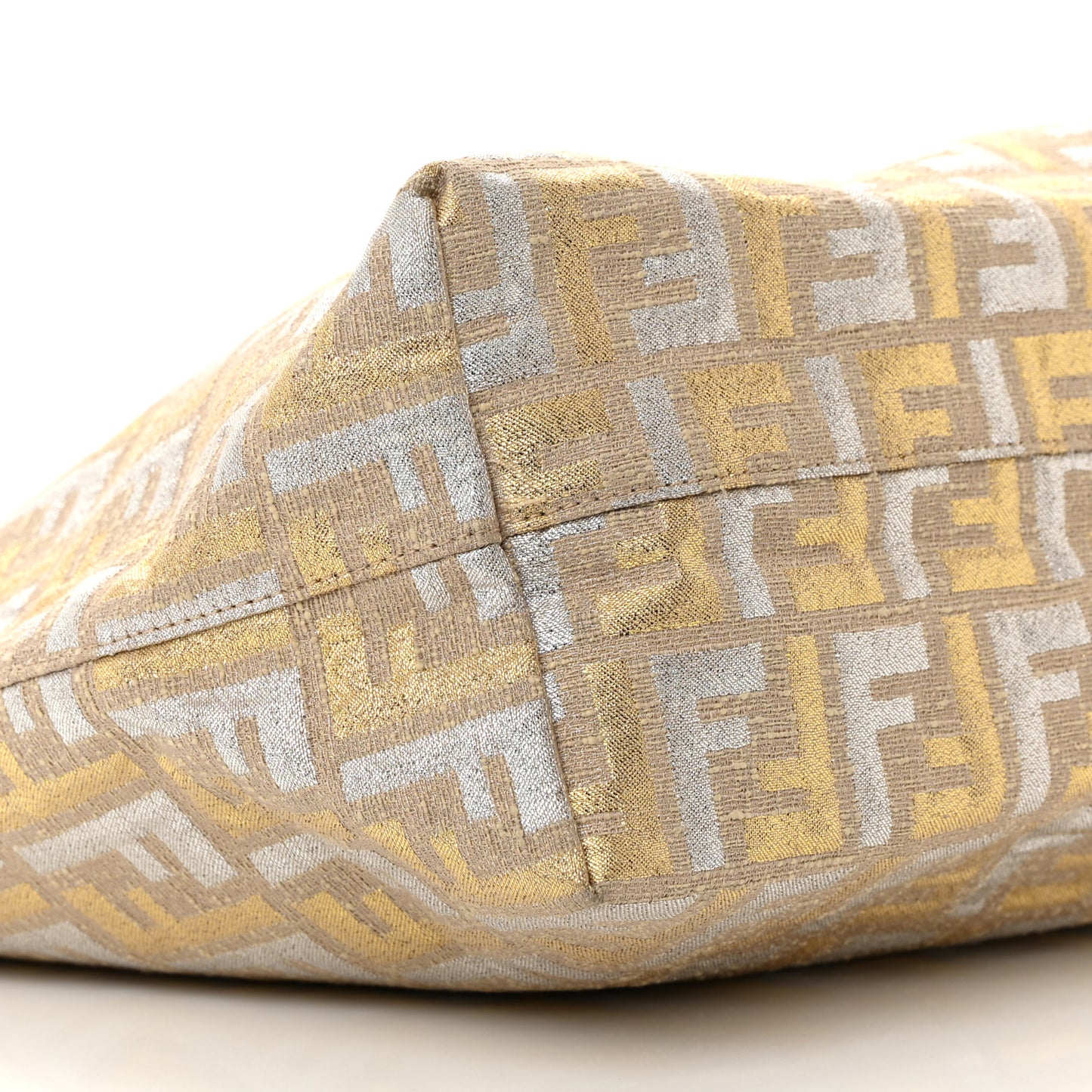Metallic Canvas Zucca Roll Tote Beige Oro