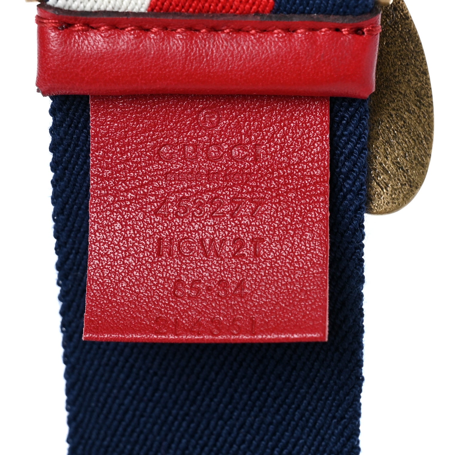 Gucci Canvas Web Queen Margaret Bee Belt 85 34 Red Navy 3 of 4