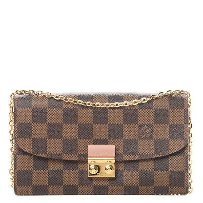 Louis Vuitton Damier Ebene Croisette Chain Wallet Rose Ballerine 1 of 11