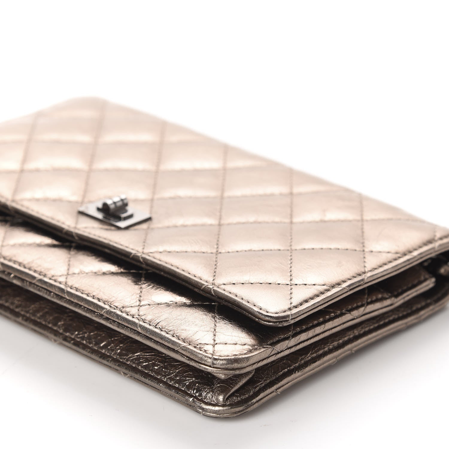 Chanel Metallic Aged Calfskin Quilted Reissue Wallet On Chain WOC Bronze 7 of 12