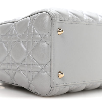 Christian Dior Pearly Lambskin Cannage Medium Lady Dior Grey 9 of 10