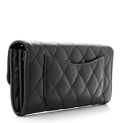 Chanel Caviar Quilted Large Gusset Flap Wallet Black 3 of 9