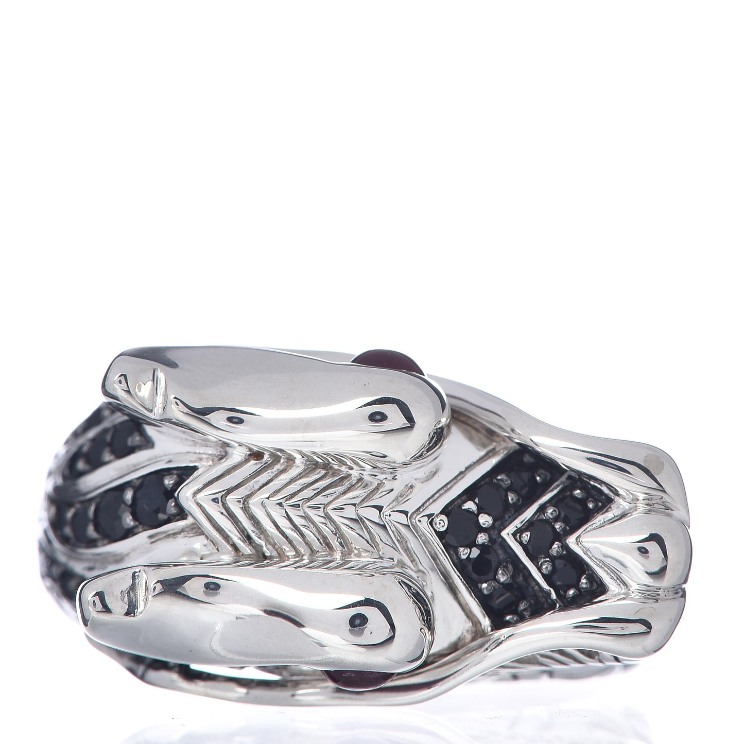 Sterling Silver Black Sapphire Ruby Naga Dragon Ring 63 10.25