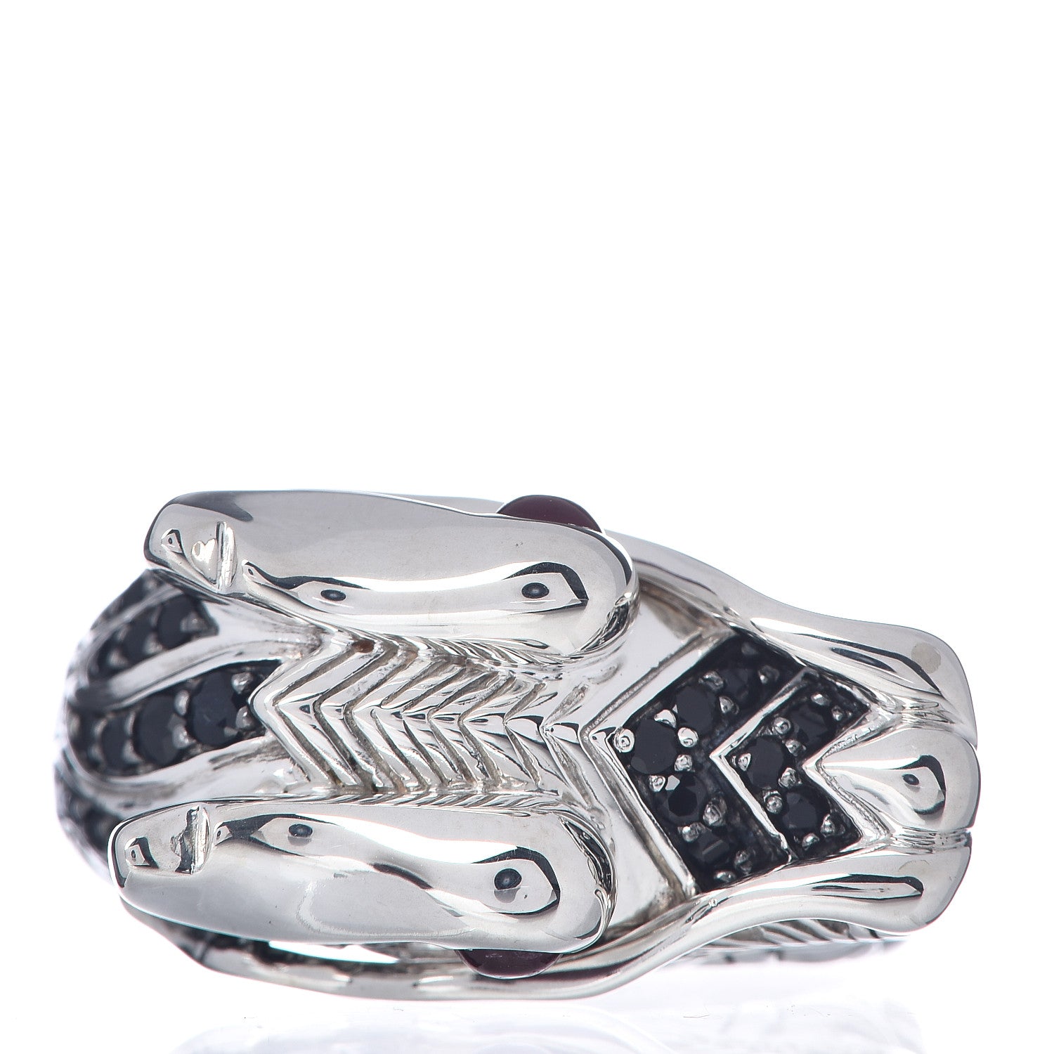 John Hardy Sterling Silver Black Sapphire Ruby Naga Dragon Ring 63 10.25 3 of 7