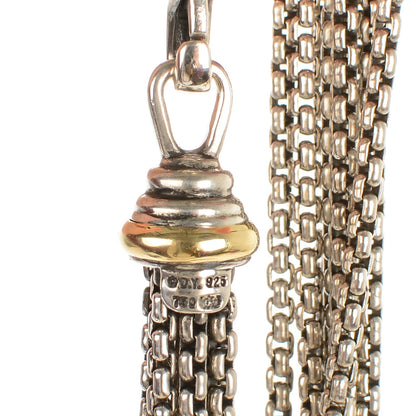 David Yurman Sterling Silver 18K Yellow Gold Diamond Eight Strand Pave Station Necklace 4 of 5