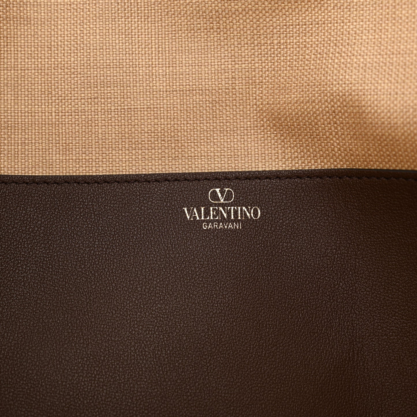 Synthetic Raffia Calfskin Rockstud Garden Tote Bag Tobacco Cacao
