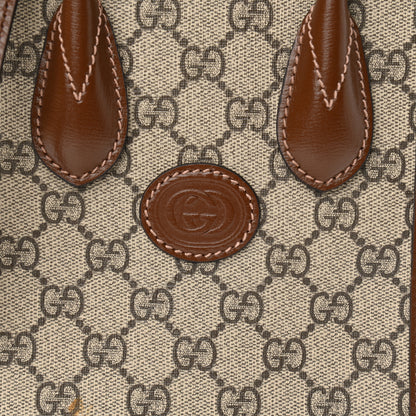 Gucci GG Supreme Monogram Azalea Calfskin Mini Retro Interlocking G Tote Bag Beige Ebony Brown Sugar 9 of 12