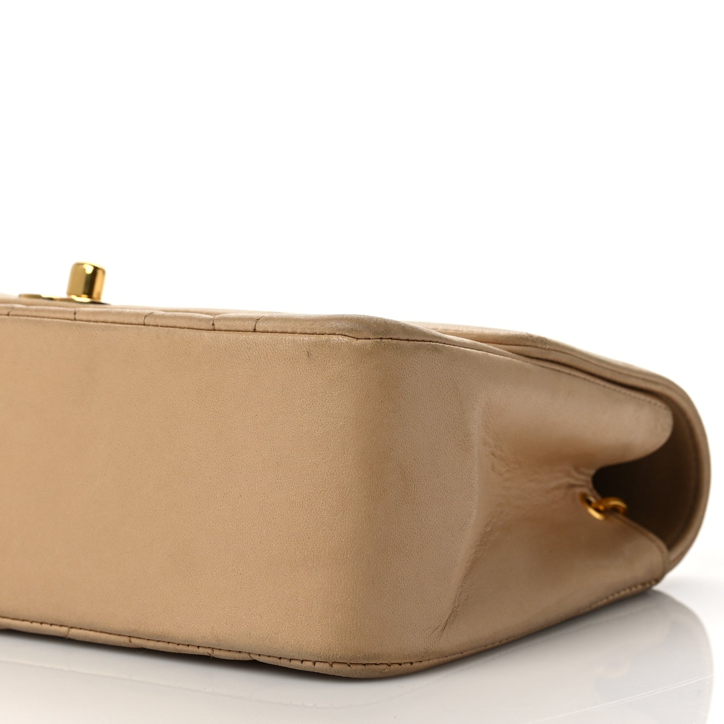 Lambskin Quilted Small Single Flap Beige