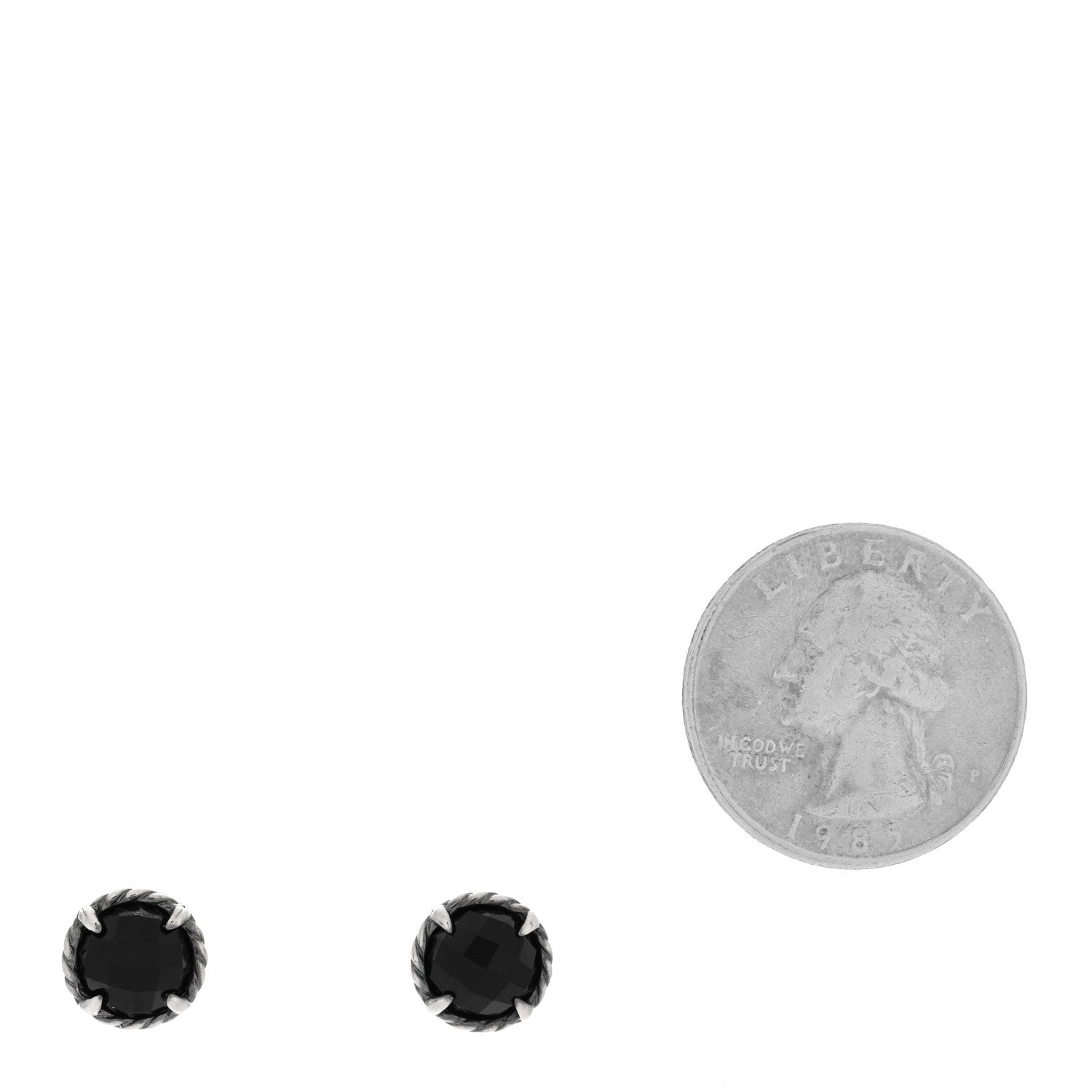 David Yurman Sterling Silver Black Onyx 8mm Chatelaine Earrings 2 of 4