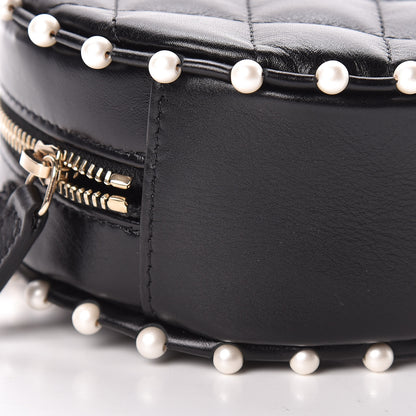 Chanel Calfskin Quilted Pearl Round Clutch With Chain Black 9 of 11