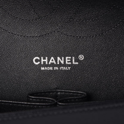 Chanel Metallic Caviar Chevron Quilted Jumbo Double Flap Black 6 of 8