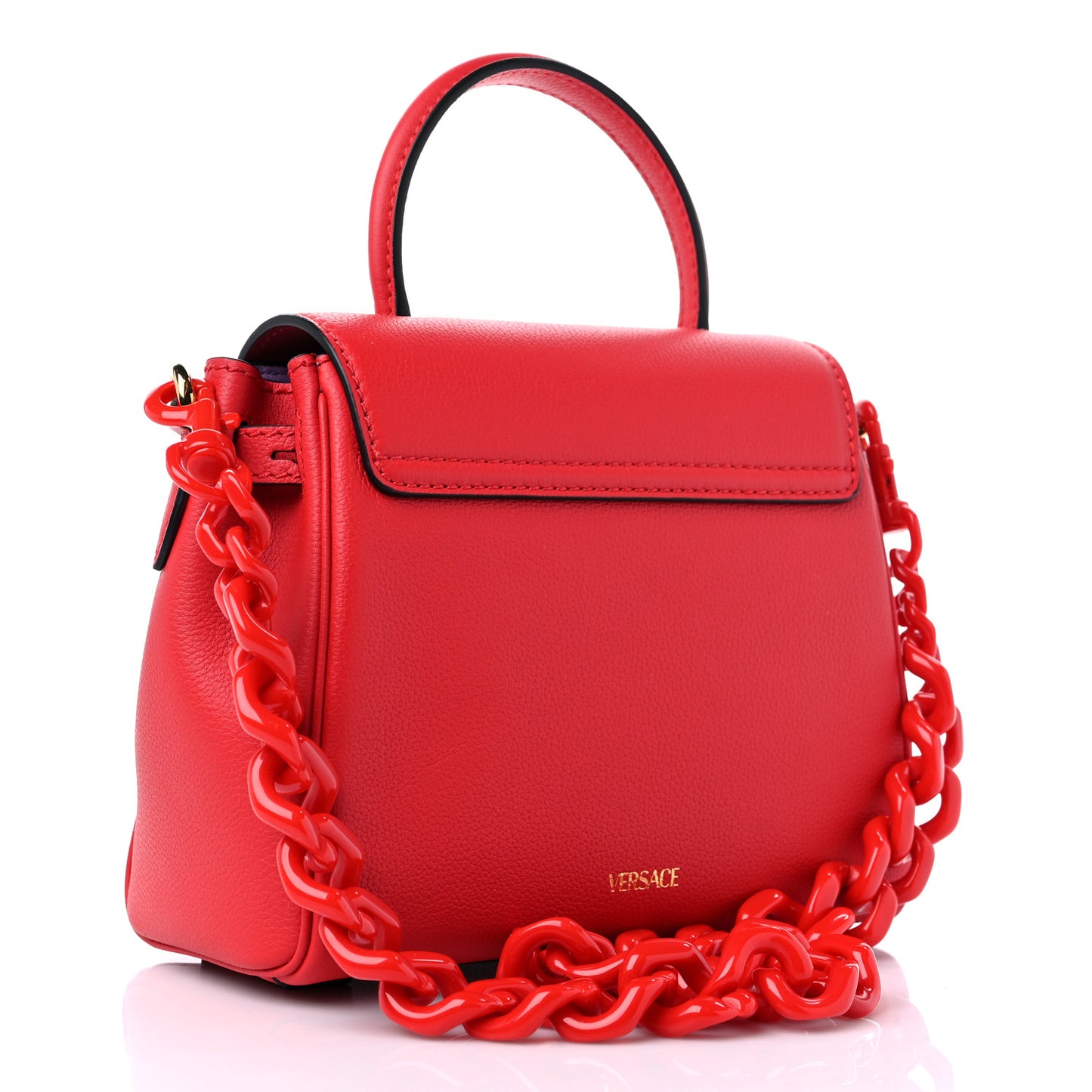 Calfskin Small La Medusa Top Handle Handbag Red