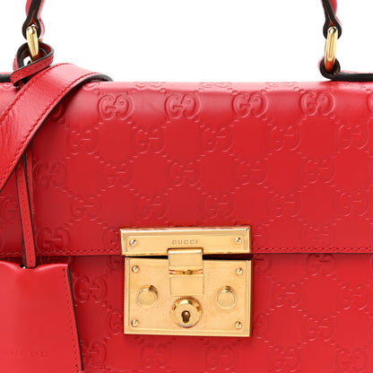 Gucci Guccissima Signature Small Padlock Top Handle Bag Hibiscus Red 8 of 17