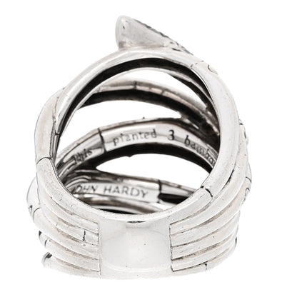 John Hardy Sterling Silver Black Sapphire Bamboo Lava Wide Wrap Ring 54 7 3 of 5