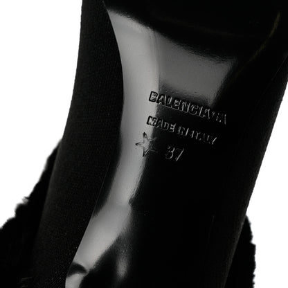 Balenciaga Sustainable Knit Faux Fur Knife Pointed Toe 40mm Mules 37 Black 9 of 10