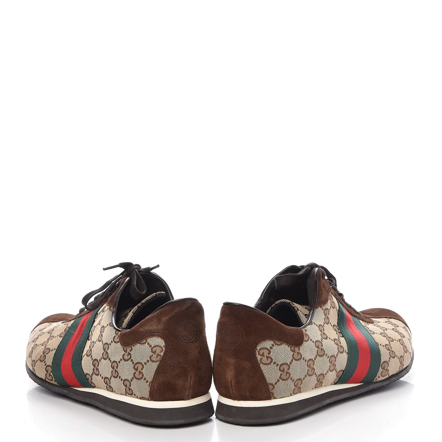 GG Monogram Suede Vintage Web Mens Sneakers 12.5 Dark Chestnut