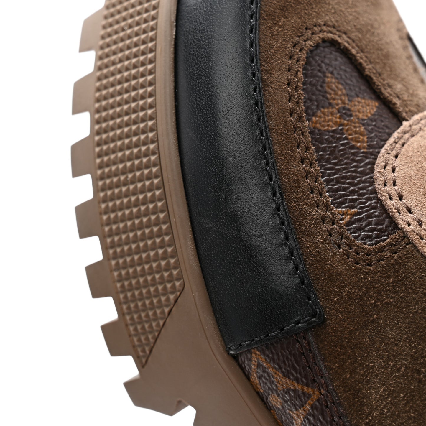Suede Calfskin Monogram Laureate Platform Desert Boots 35 Taupe