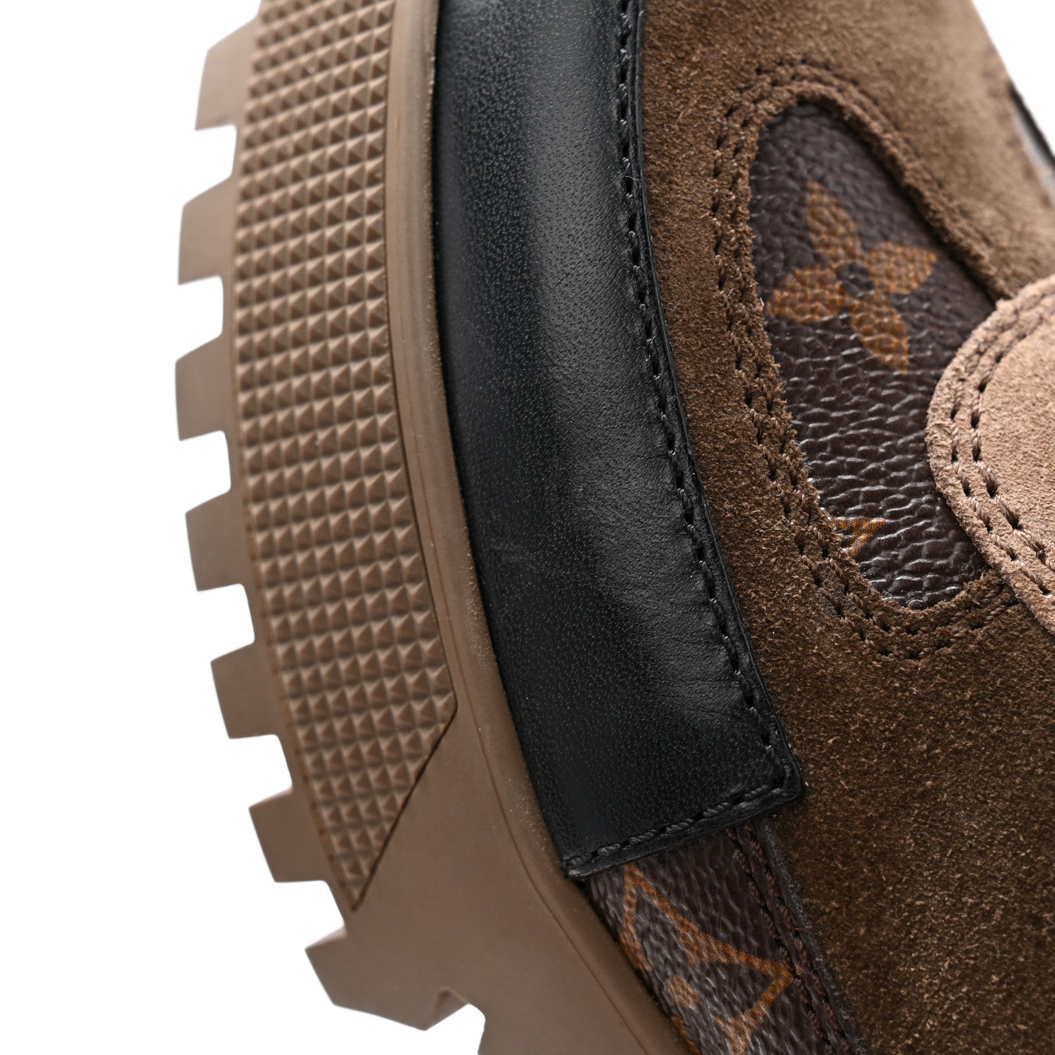 Louis Vuitton Suede Calfskin Monogram Laureate Platform Desert Boots 35 Taupe 9 of 10