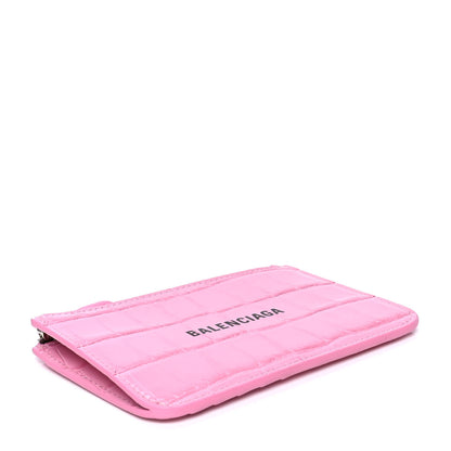 Balenciaga Shiny Calfskin Logo Crocodile Embossed Large Cash Long Coin Card Holder Pink Black 3 of 4