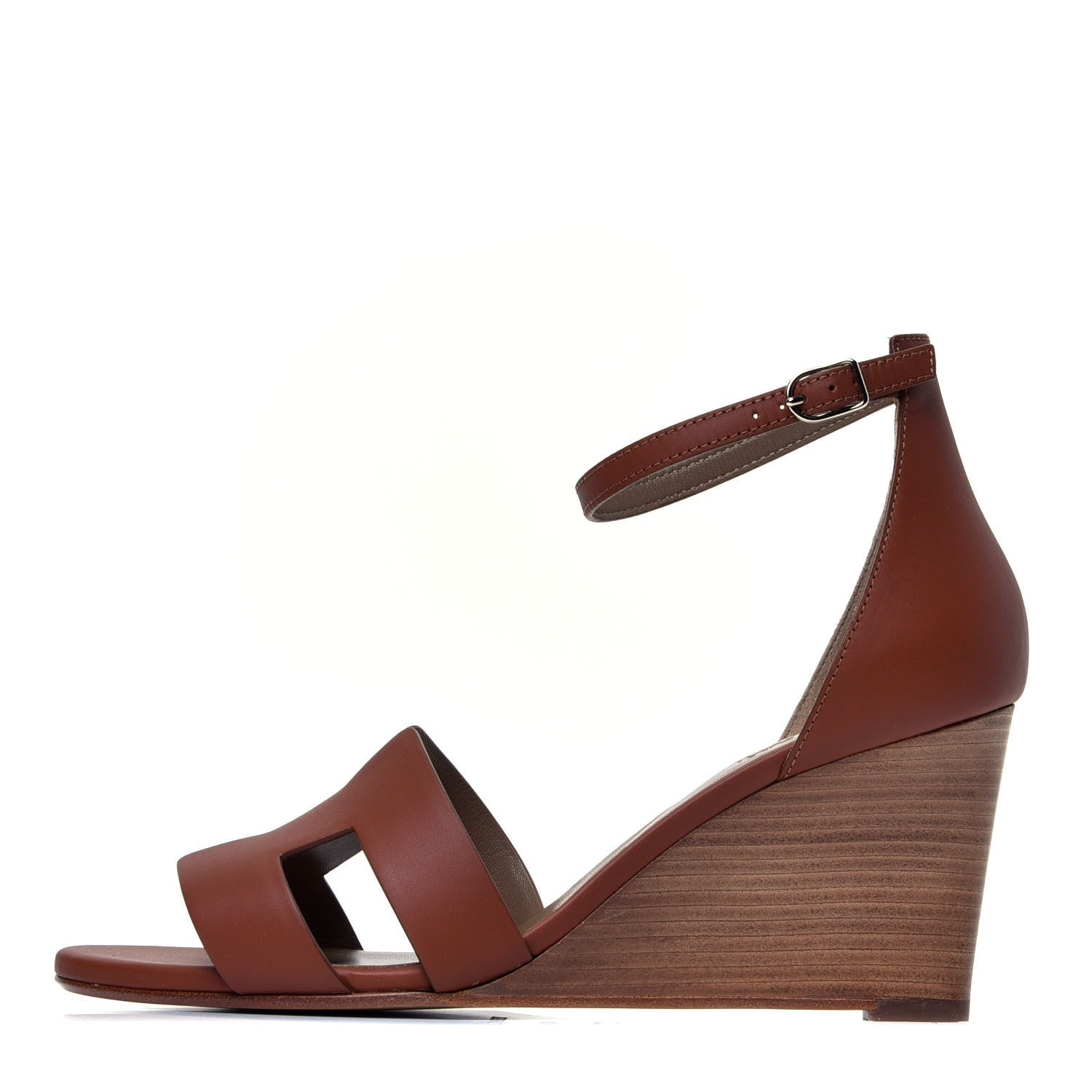 Hermes Calfskin Legend Wedge Sandals 40.5 Gold 1 of 12