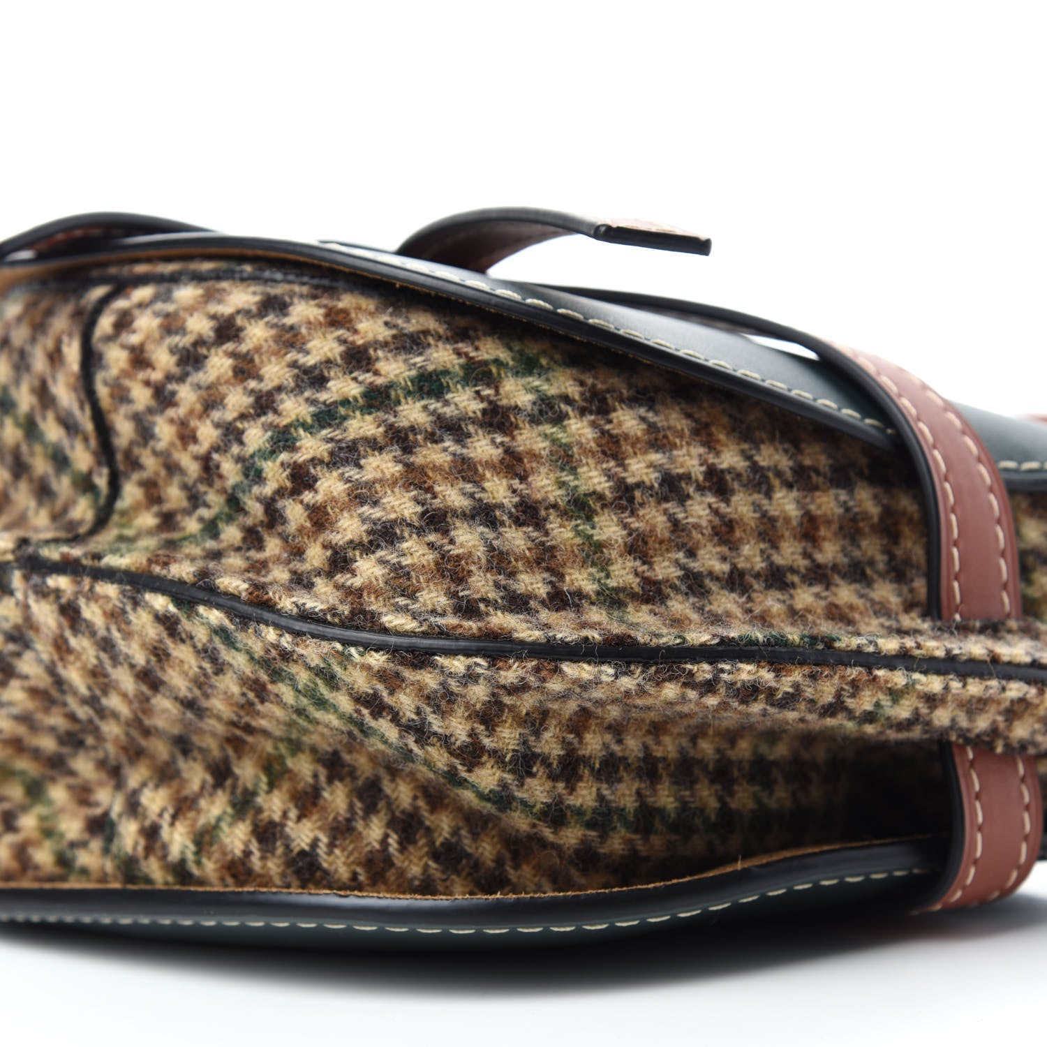 Loewe Smooth Calfskin Tweed Small Gate Crossbody Bag Dark Green Tan Multicolor 7 of 10